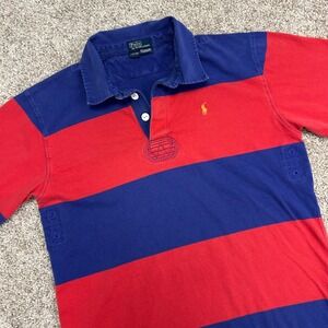 Vintage Polo Ralph Lauren BOYS YOUTH Rugby Polo Shirt Size Large (16-18) Striped